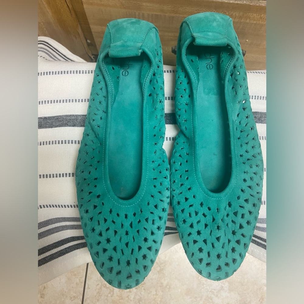 Arche Turquoise Perforated Flats
